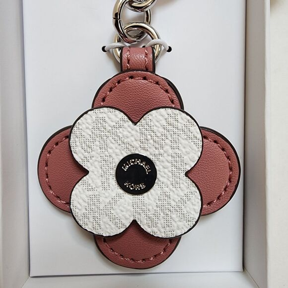 Michael Kors Pink and Cream Key & Card Holder Flower Charm - Picture 3 of 4